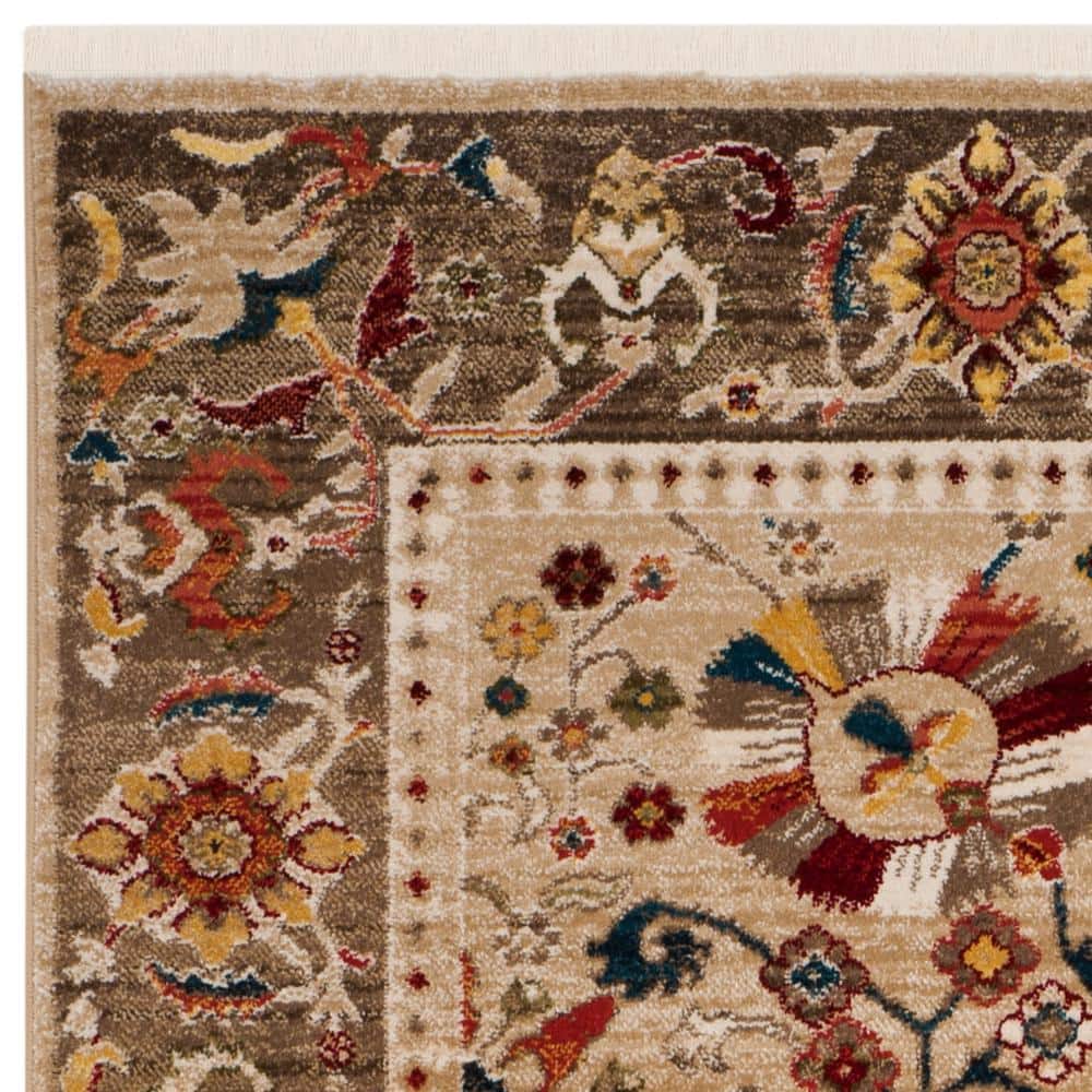Kashan Beige and Taupe 9' x 12' Synthetic Area Rug