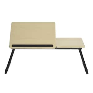 25.5 in. Rectangle Pella Oak Wood Foldable Laptop Desk with Mobile Portable Folding