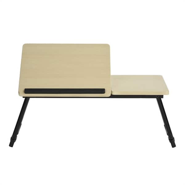 Spaco 25.5 in. Rectangle Pella Oak Wood Foldable Laptop Desk with Mobile Portable Folding