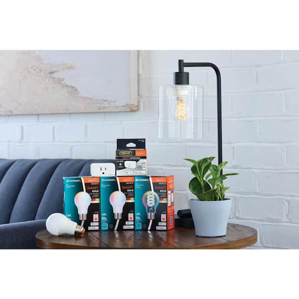 Beginner Bundle: 2 Smart A19 Light Bulbs, Smart Clear Glass A19 Light Bulb, Smart Single Plug Timer, Powered by Hubspace