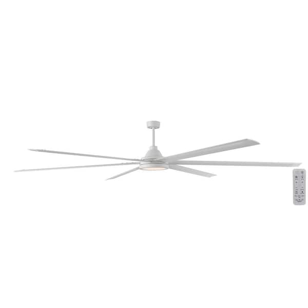 Hampton Bay Tilden 120 in. Indoor/Outdoor Matte White Ceiling Fan with Adjustable White Integrated LED and Remote Included