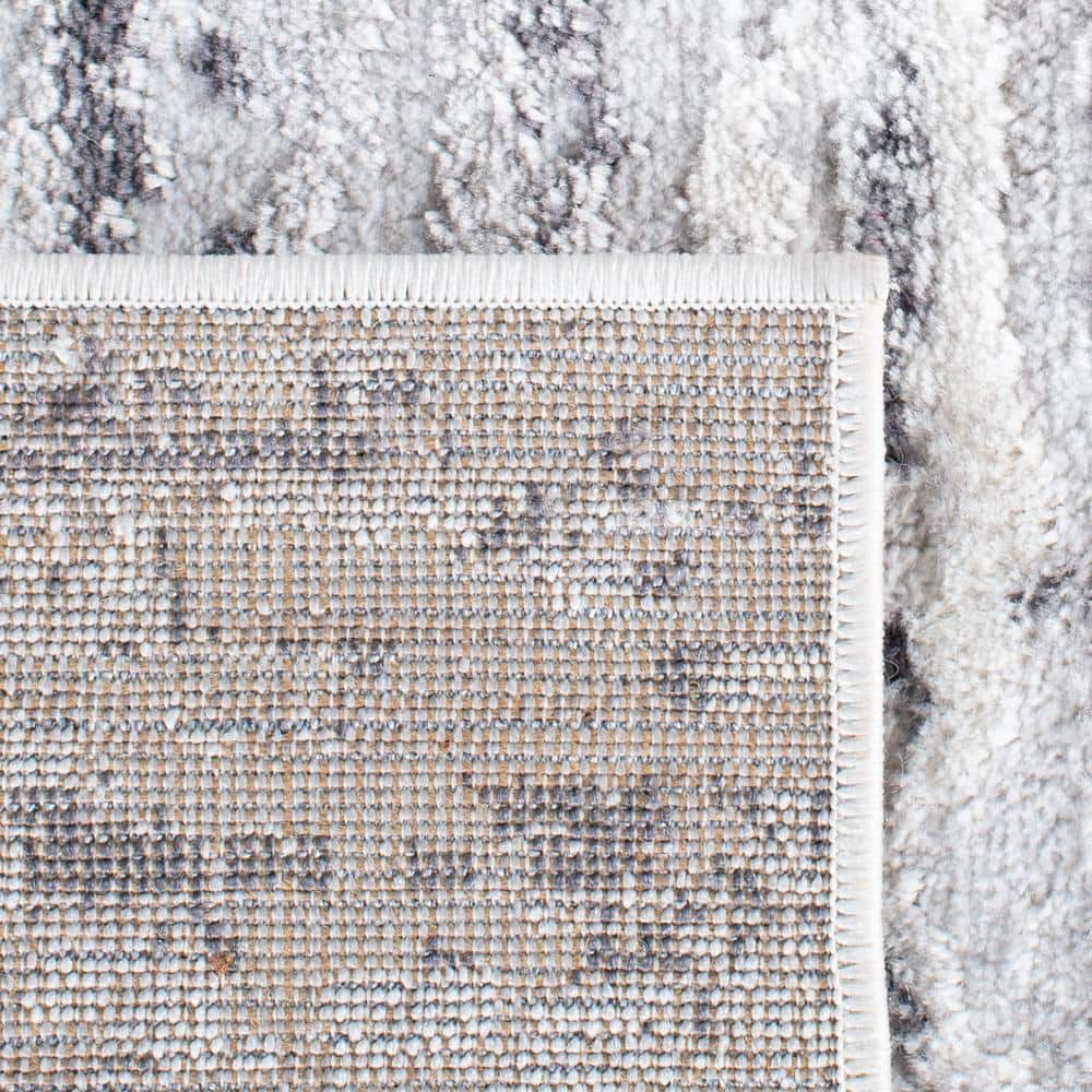 Amelia Light Grey and Charcoal Square Synthetic Rug
