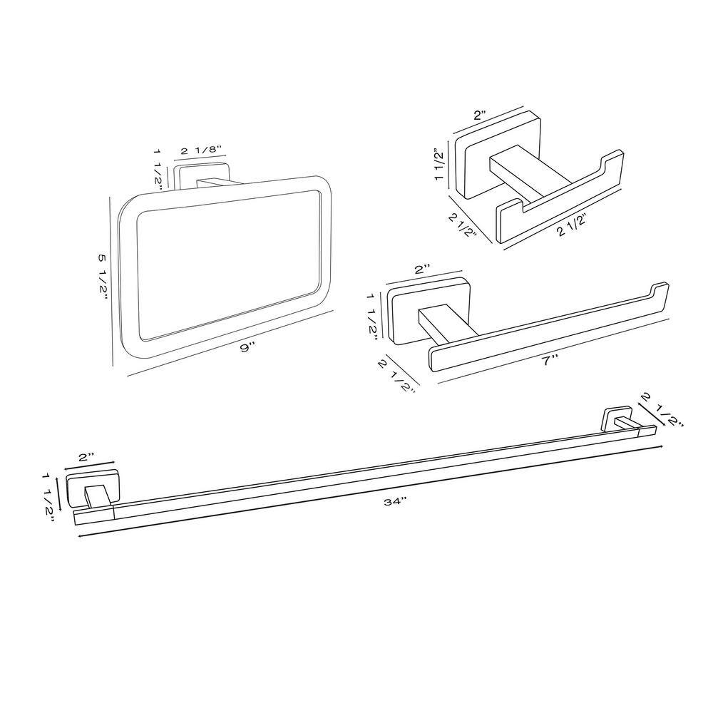 Chicago Series Black Metal 4-Piece Bathroom Hardware Set