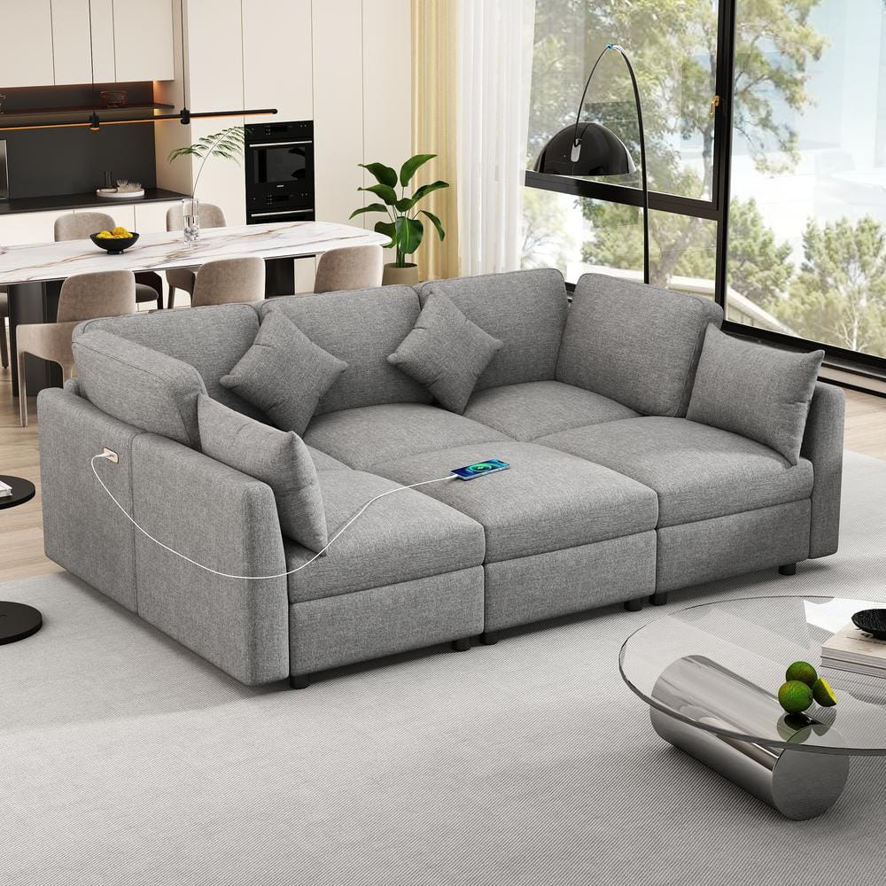 Harper & Bright Designs 85.4 in. Armless Chenille Modular