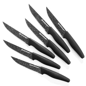 Nutri Blade 5 in. Blade High Grade Stainless Steel Serrated Edge Full Tang Steak Knives in Black (Set of 6)