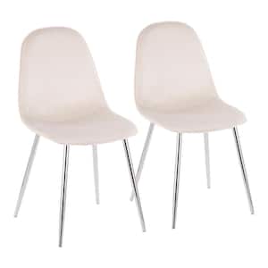 Pebble Cream Velvet and Chrome Metal Dining Chair (Set of 2)