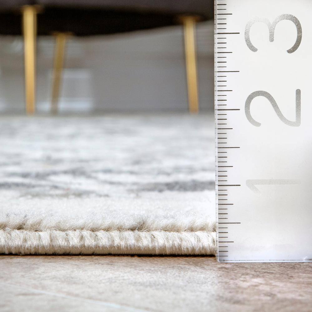 Gray Floral Synthetic Easy Care Rectangular Area Rug