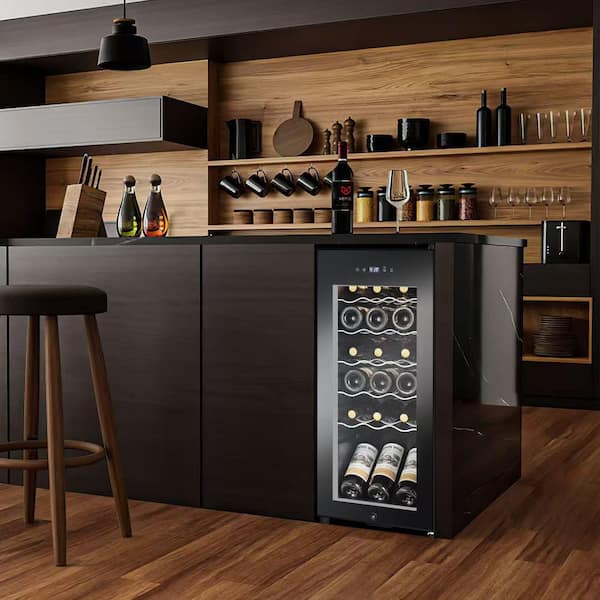 SOZT 13.58 in. Single Zone 18-Bottle Wine Cooler With LCD Touch