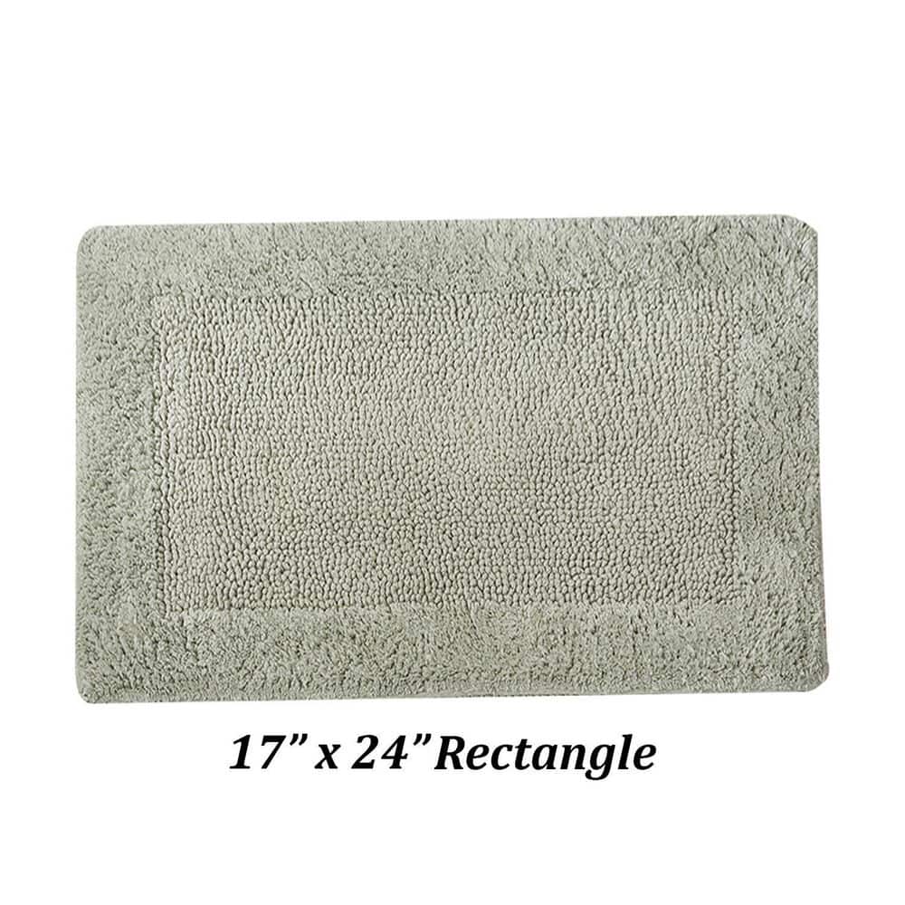 Edge Collection Dark Sage Cotton Tufted Reversible Bath Rug 17" x 24"