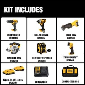 DEWALT 20V MAX Cordless 6 Tool Combo Kit with (2) 20V 2.0Ah Batteries and  Charger DCK620D2 - The Home Depot