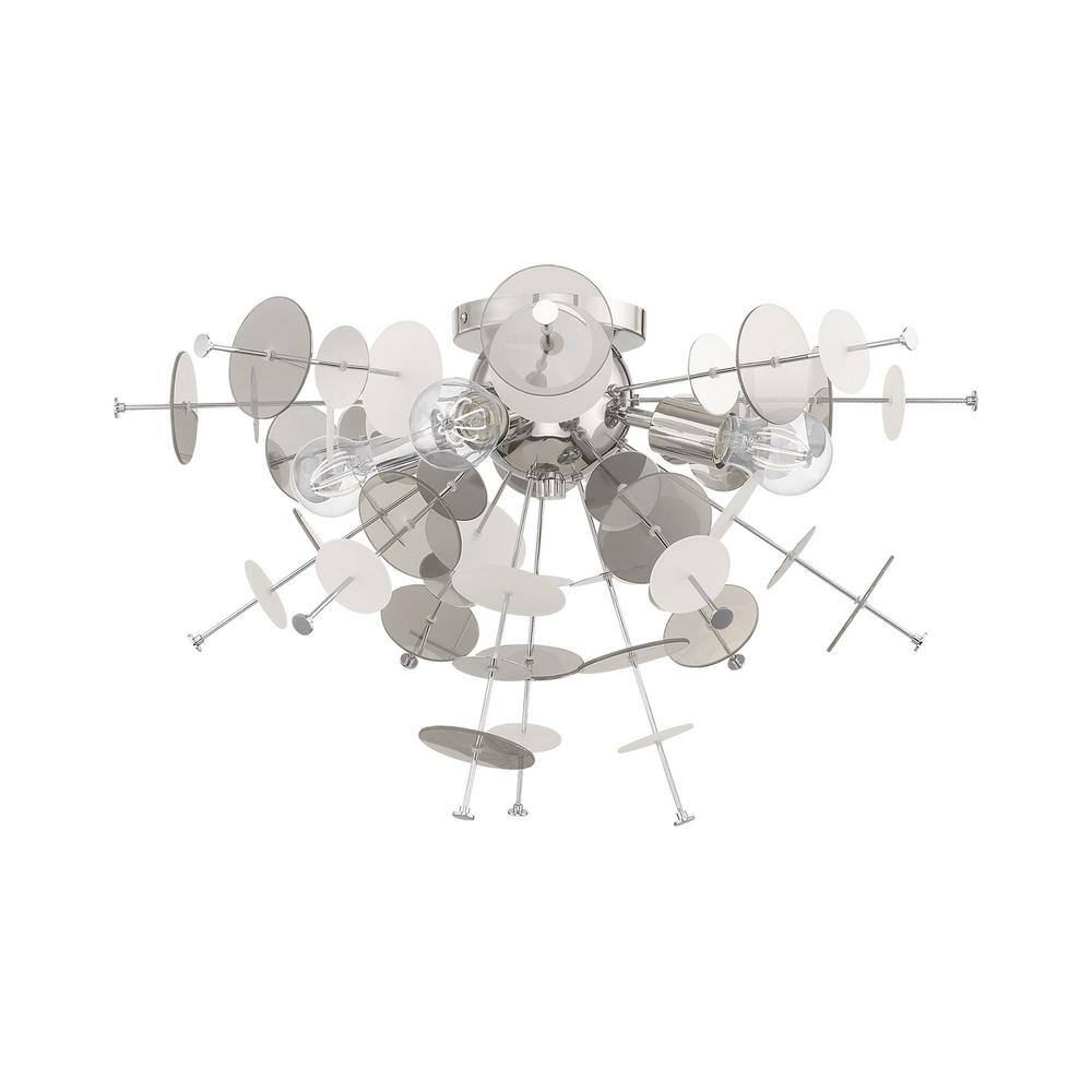 Circulo Polished Chrome 4-Light Ceiling Mount with Geometric Glass Discs