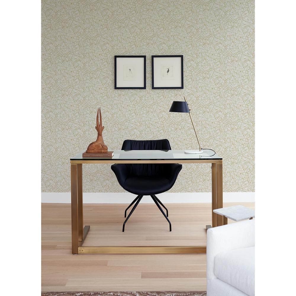 Champagne and White Non-Woven Abstract Wallpaper Roll