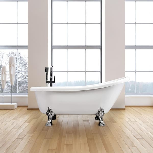 Unbranded Dreamwerks 5.5 ft. Acrylic Clawfoot Non-Whirlpool Bathtub in White