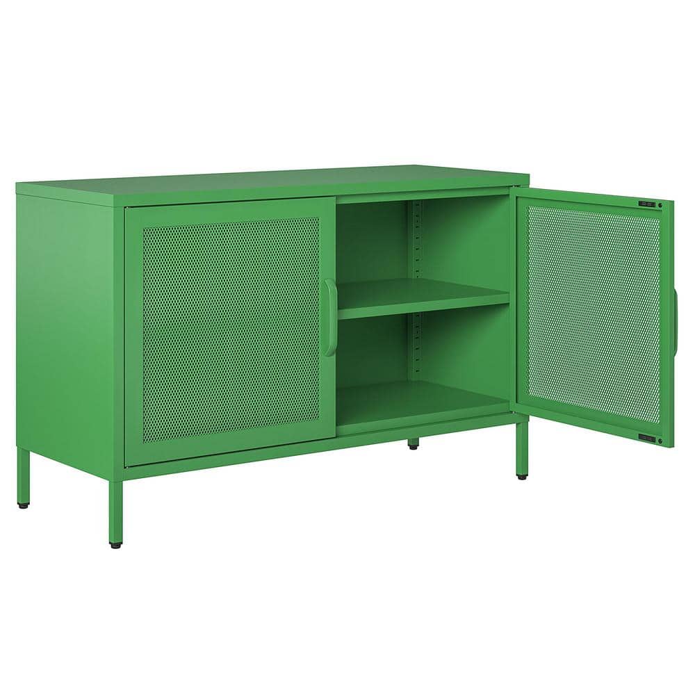 Kelly Green Metal 2 Door Storage Cabinet with Mesh Doors