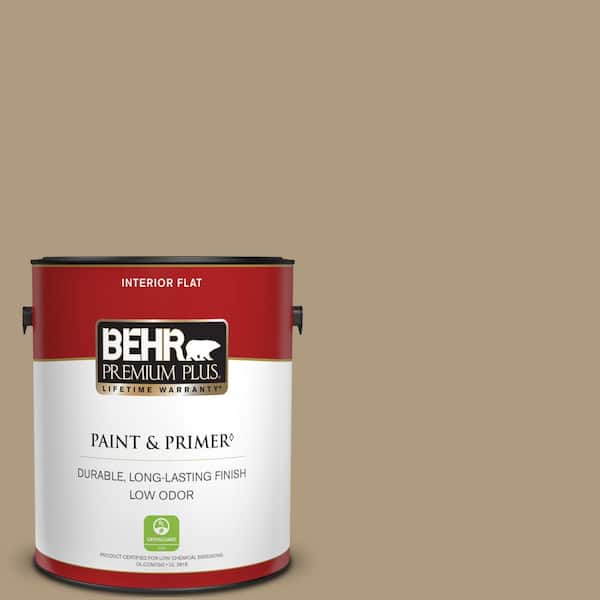BEHR PREMIUM PLUS 1 gal. #MQ2-24 Golden Olive Flat Low Odor Interior Paint & Primer