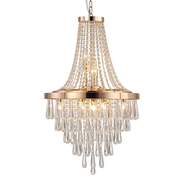 RCCFBHM Light Pro 10-Light Gold Crystal Island Circle Chandelier for Living Room Dining Room with No Bulbs Included