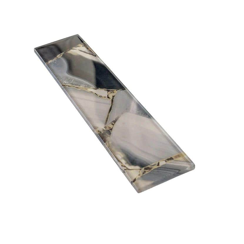 Carnelian 3" x 12" Glossy Gray Glass Subway Tile