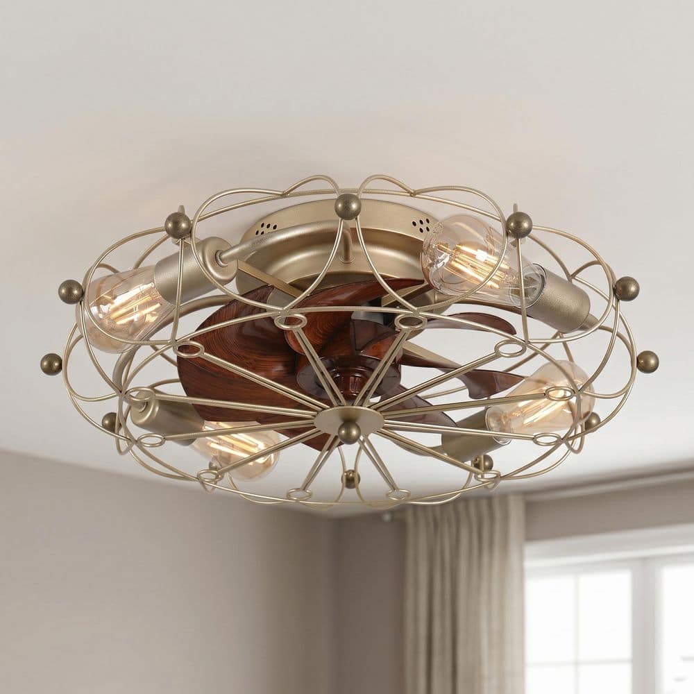 FEKZO 20 in. Indoor Gold Flush Mount Standard Ceiling Fan LX-20GD9