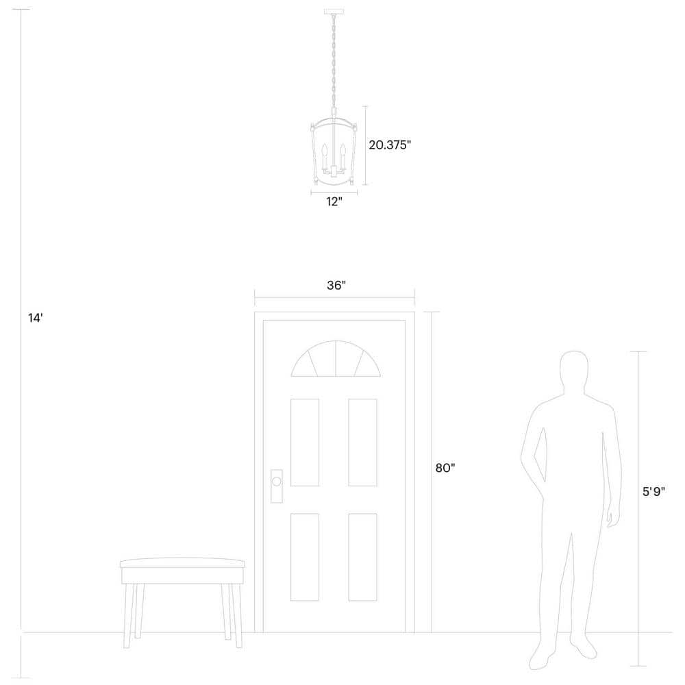 Mini Black Smith Steel 3-Light Industrial Chandelier