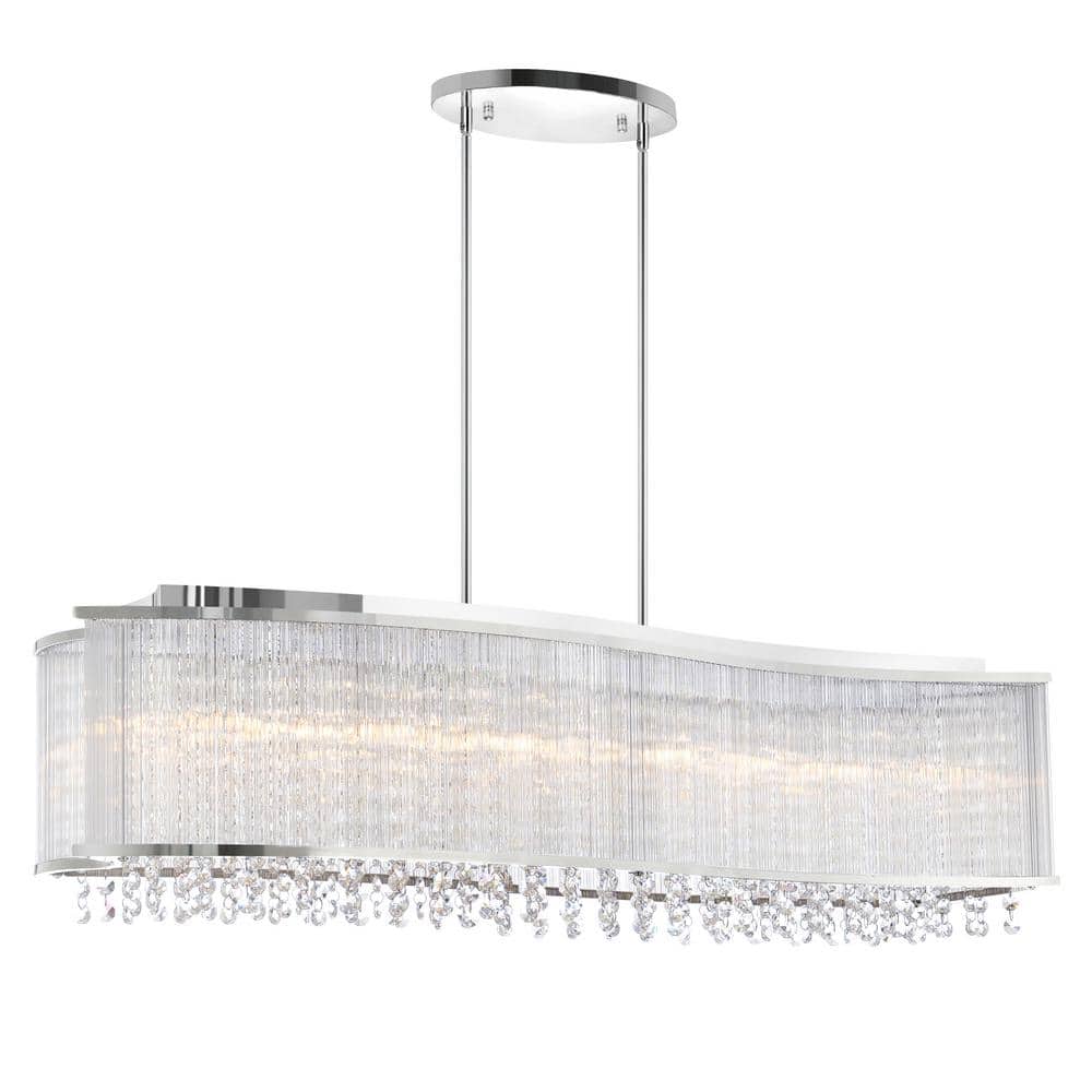 Elsa 6-Light Chrome Drum Shade Crystal Beaded Chandelier