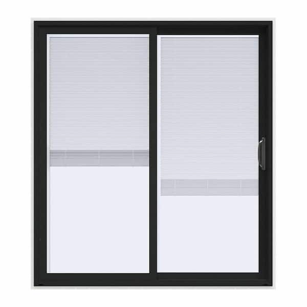 JELD-WEN 72 in. x 80 in. V-4500 Contemporary Bronze FiniShield Vinyl Right-Hand Full Lite Sliding Patio Door w/ Internal Blinds