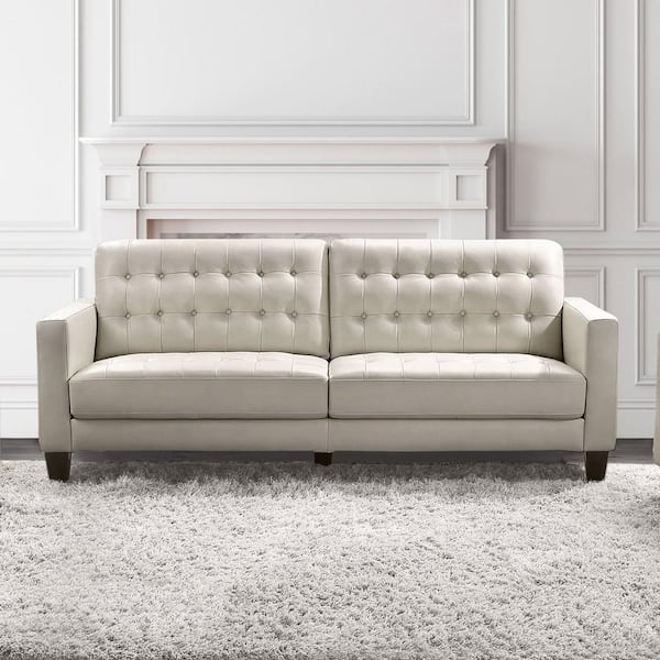 DEVON & CLAIRE Carlisle 39 in. Straight Arm Leather Rectangle Sofa in