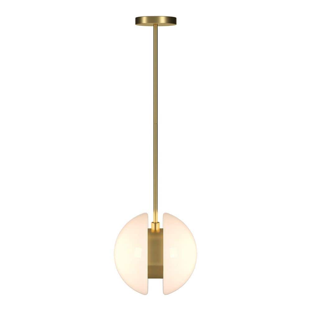 Kyriana 40-Watt 2-Light Brass Pendant Light with White Glass Shade price history on PriceWatchPro