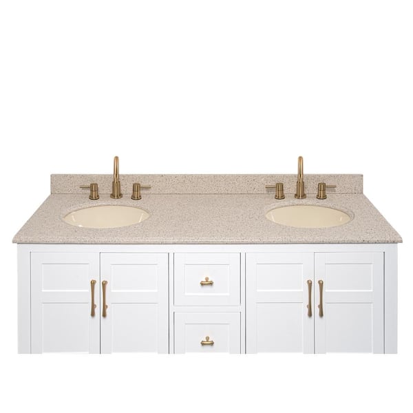 61 in. Granite Vanity Top in Beige with Biscuit Basin 61 in. Granite Vanity Top in Beige with Biscuit Basin