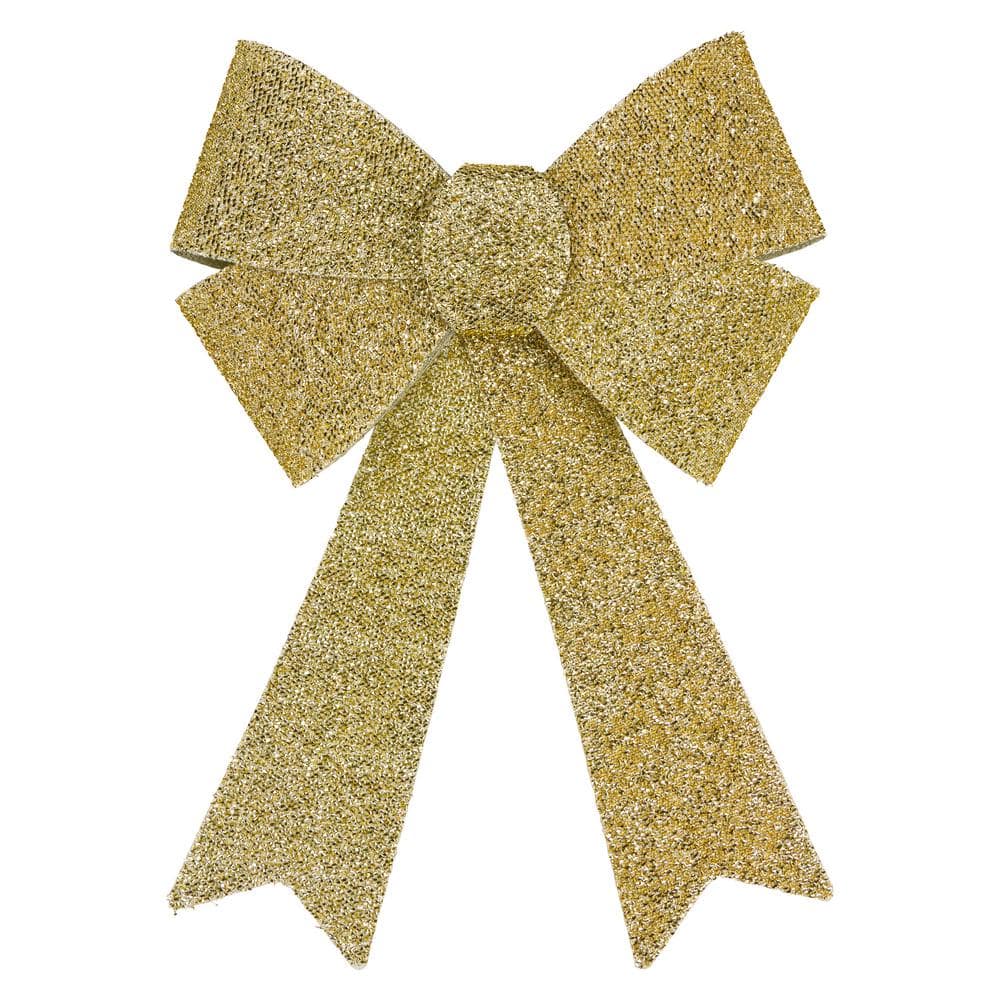 Northlight 12 in. W Gold Tinsel 4-Loop Christmas Bow Decoration ...