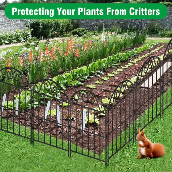 NVNOO 24 in. x 26 ft. Black Spaced Picket Arached Top Metal Fence
