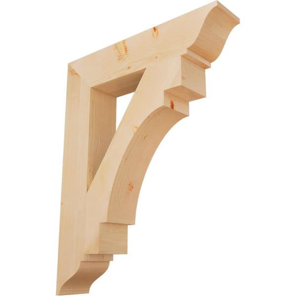 Ekena Millwork 5.5 in. x 38 in. x 30 in. Douglas Fir Merced Traditional Smooth Bracket