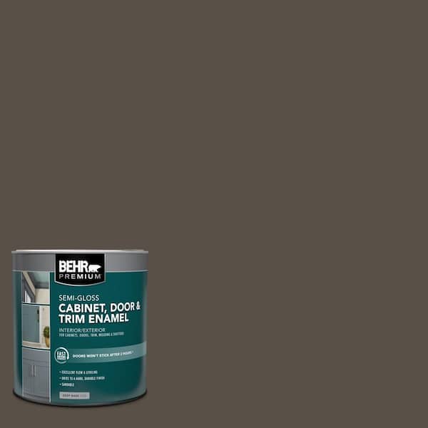 BEHR PREMIUM 1 qt. #N360-7 Potting Soil Semi-Gloss Enamel Interior/Exterior Cabinet, Door & Trim Paint