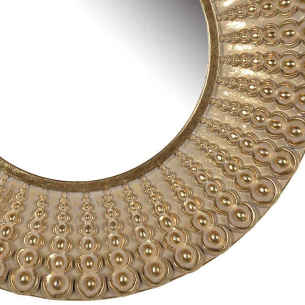 Aubrey 14" Gold Beaded Round Wall Mirror for Elegant Spaces