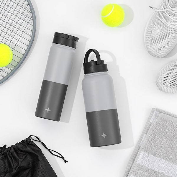 bzyoo HyDuo Sports Water Bottle 32 Oz 2 Lids (Straw Lid, Screw  On Handle Lid), Vacuum Insulated Stainless Steel Double Walled Leak Proof  Hot/Cold Water Bottle Gifts For Him & Her (