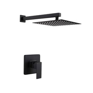 1-Spray Patterns with 1.5 GPM 10 in. Wall Mount Square Ceiling Fixed Shower Head in Matte Black