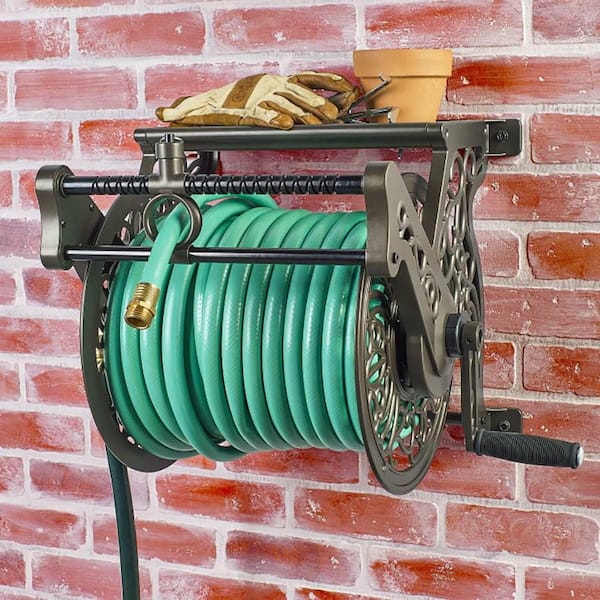 LIBERTY GARDEN Wall Mounted Heavy Gauge Aluminum Hanging Hose Reel with  Guide LBG-707 - The Home Depot