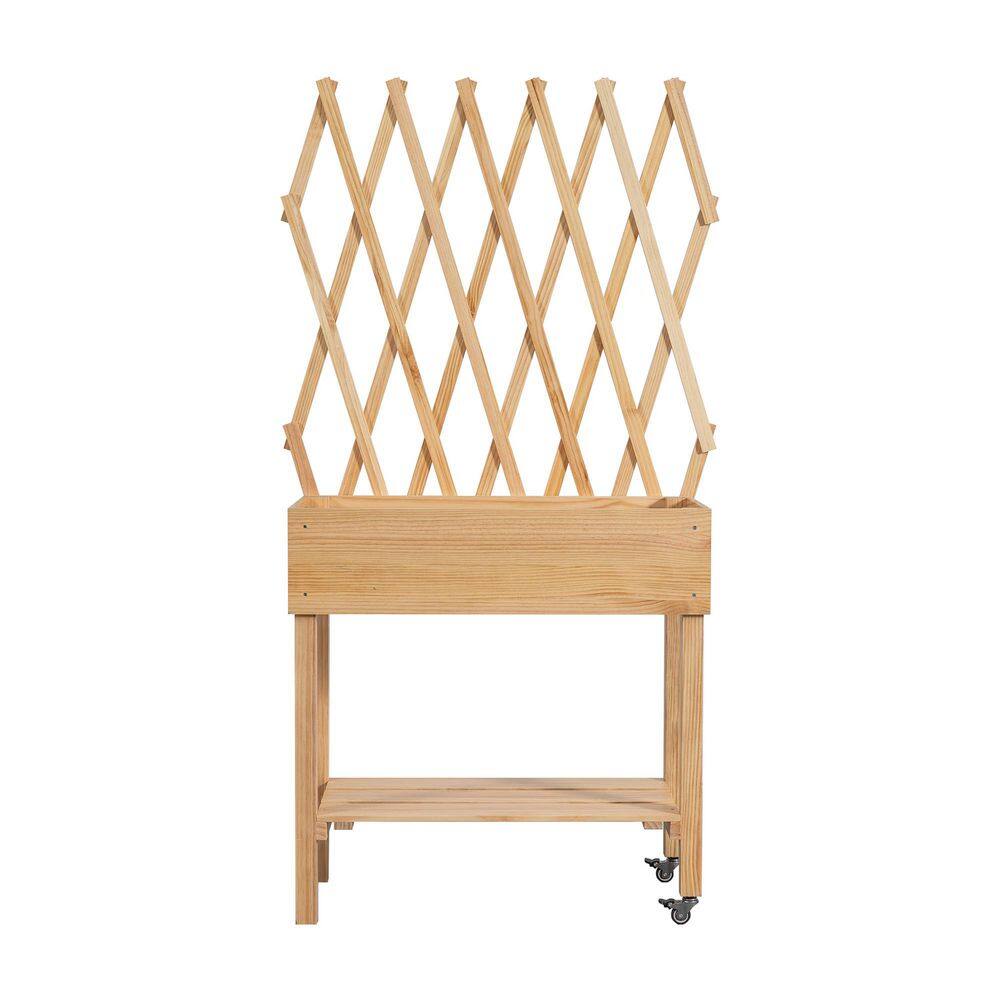 71 in. H x 47 in. W x 16 in. L Wood Natural Rectangle Pots and Planter Raised Box with Trellis for Vine Climbing Plants price history on PriceWatchPro