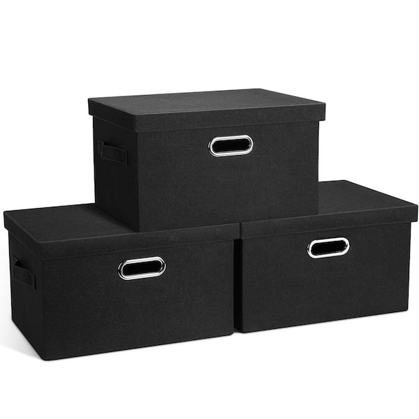 SenQWFa 8.4 in H x 11 in W x 15 in D Black Fabric Cube Storage Bin 3 ...