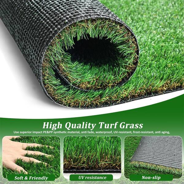 YOFE 5 ft. x 8 ft. Green Outdoor Artificial Grass Runner Rug Thick Realistic Artificial Turf Fake Grass 1.38 in. Pile Height