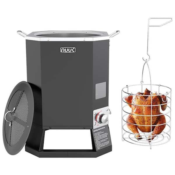 27 qt. Outdoor Propane Turkey Fryer with Oil-Free BBQ Smoker for Backyard and Patio Cooking