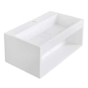 25.6 in. W x 15.7 in. D x 11.8 in. H Vanity in Glossy White with Solid Surface Resin Top in White with White Basin