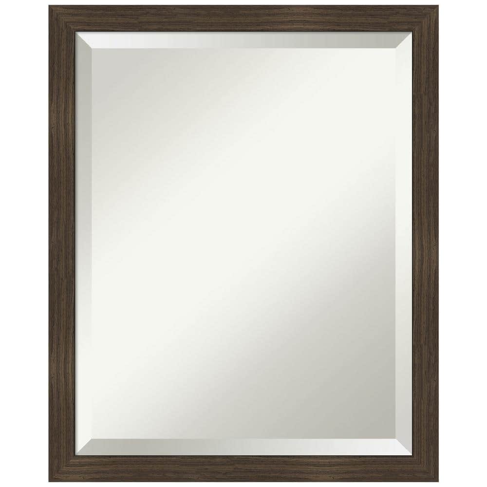 Woodgrain Stripe 18" x 22" Brown Fir Framed Wall Mirror
