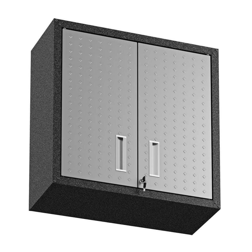 Gray Steel Lockable Wall Cabinet with Adjustable Shelving