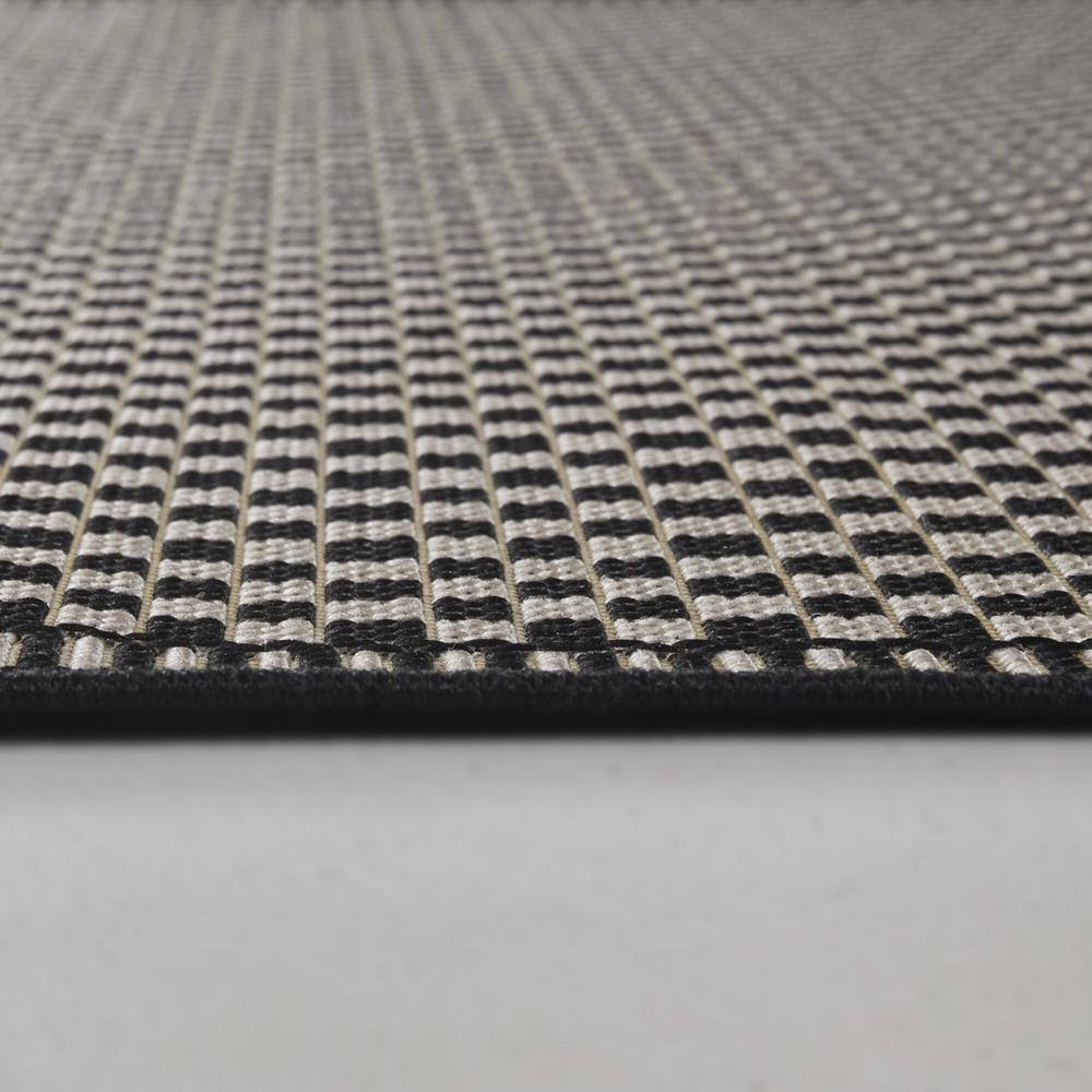 Charcoal and Beige Flat Woven Synthetic Rectangular Rug
