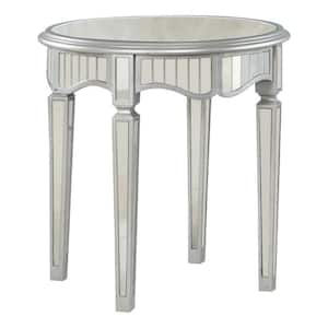 Christian 24 in. Silver Mirrored Round End Table