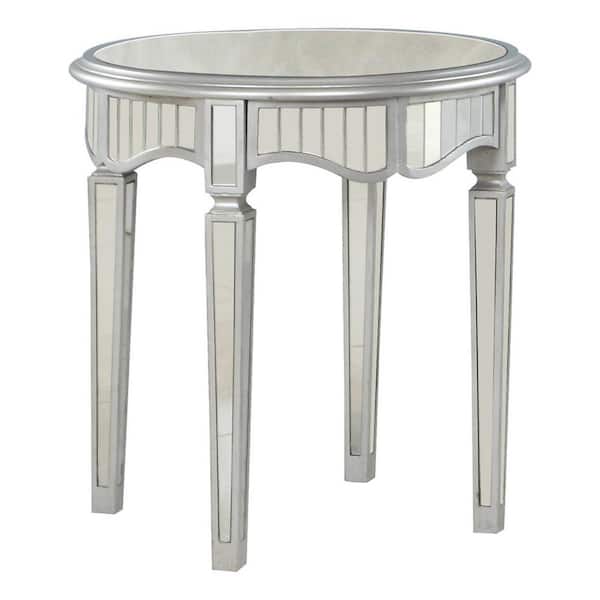 Best Master Furniture Christian 24 in. Silver Mirrored Round End Table
