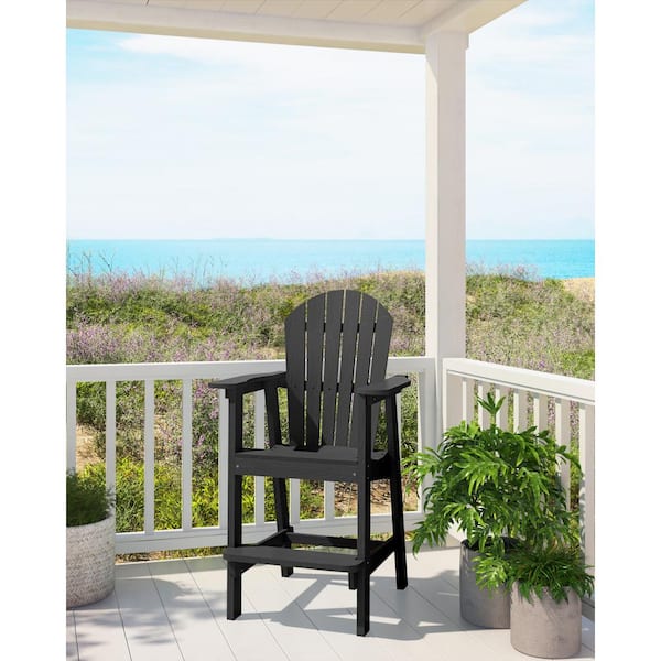 AUTMOON Classic Black Tall Balcony Adirondack Chair (1-Pack - Main Image