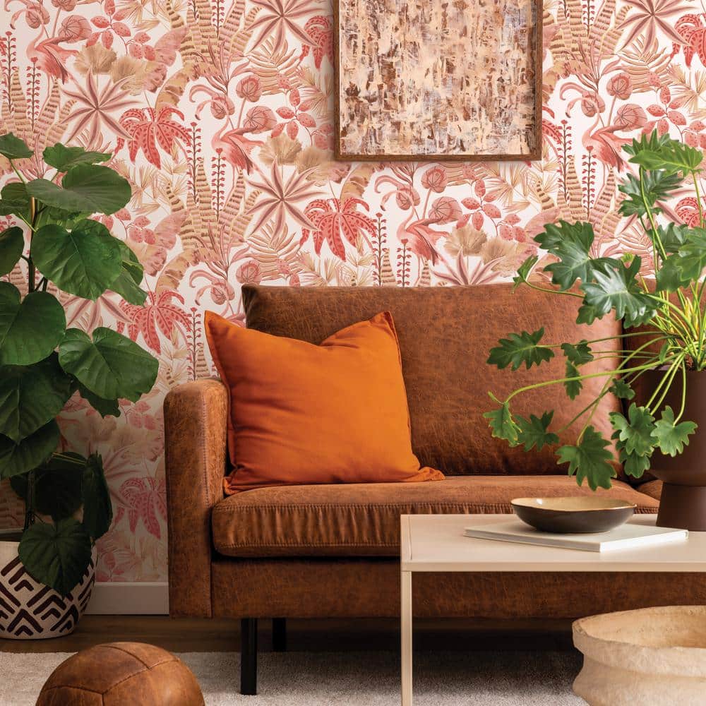 Pink Sunset Tropical Flamingo Peel and Stick Wallpaper Roll