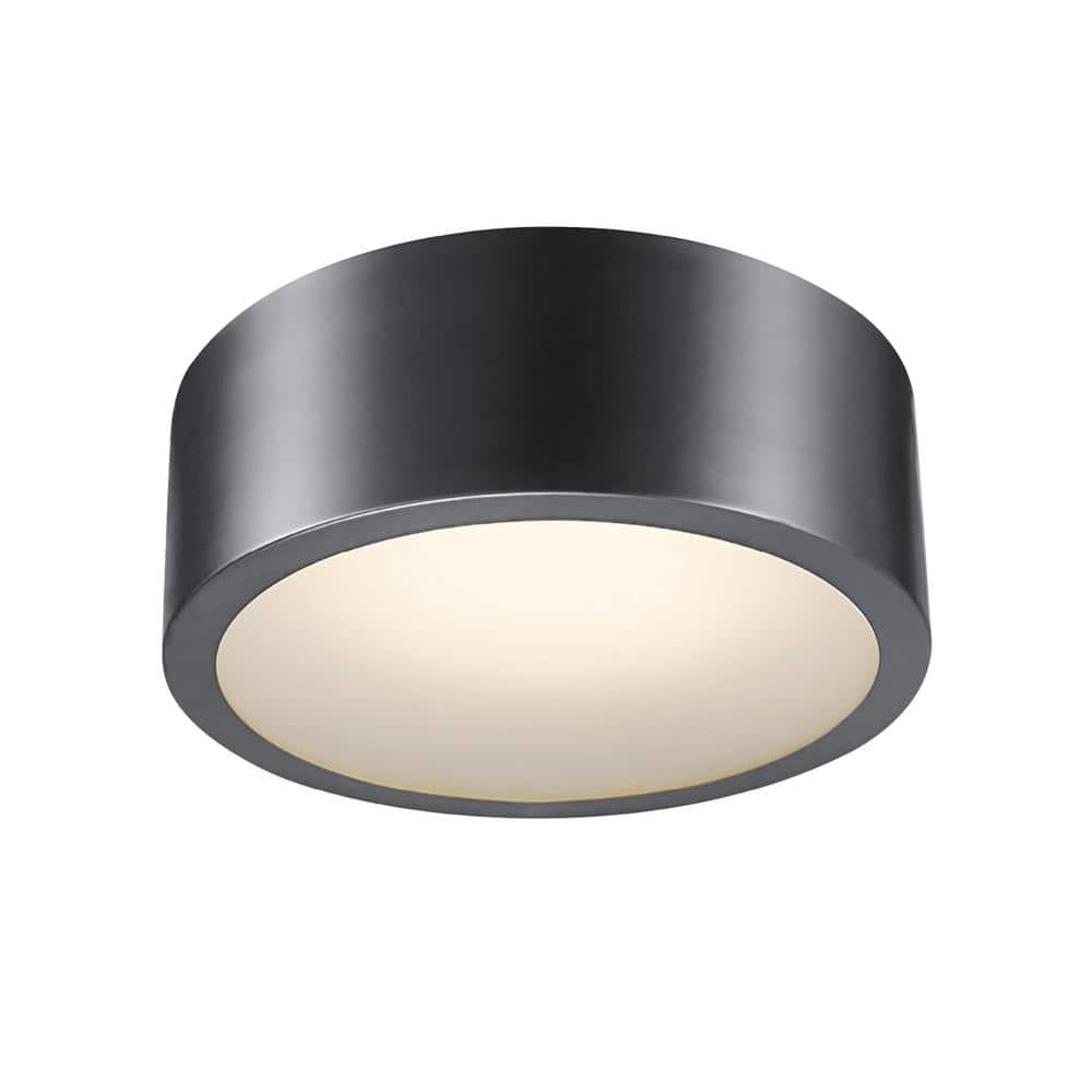 Edinburg Black Iron LED Integrated Flush Mount Ceiling Light with Frosted G