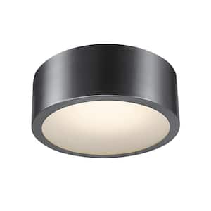 Edinburg Black Iron LED Integrated Flush Mount Ceiling Light with Frosted Glass Shade